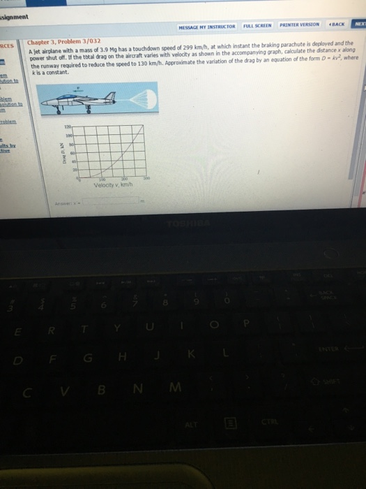 Solved A jet airplane with a mass of 3.9 Mg has a touchdown