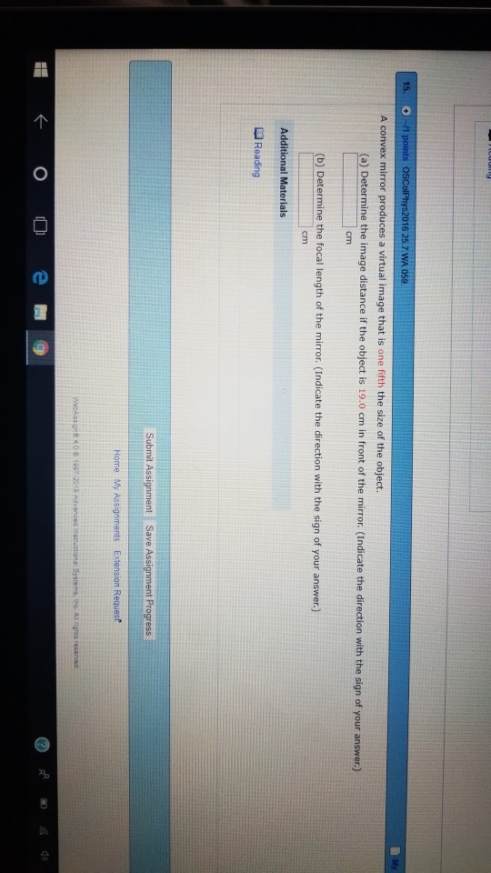 Solved 16 25.7 WA 059 A convex mirror produces a virtual