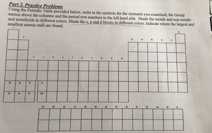 Using the periodic Table provided below, write in the | Chegg.com