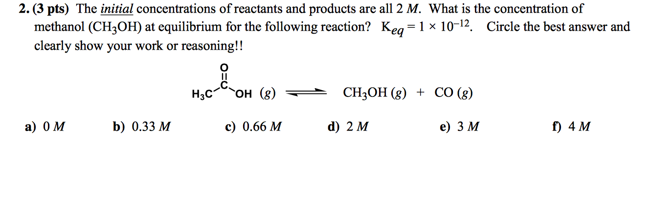 Solved The initial concentrations of reactants and products | Chegg.com