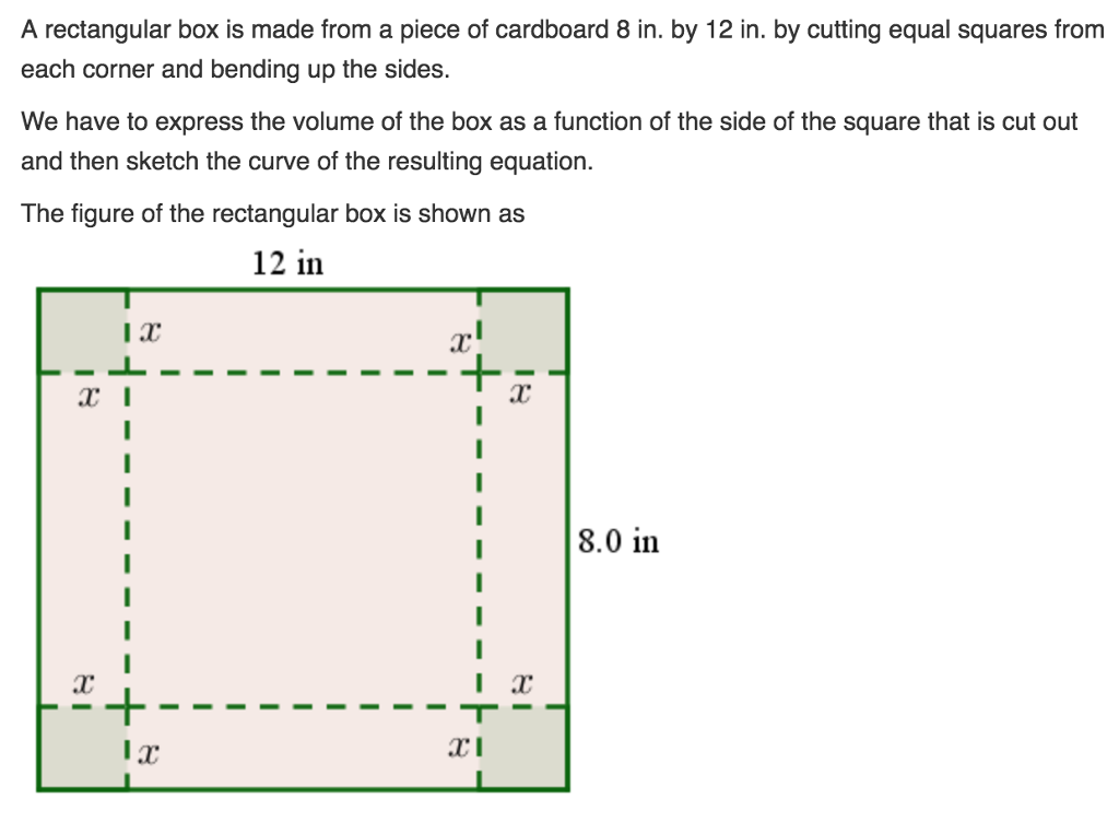 Solved A Rectangular Box Is Made From A Piece Of Cardboard 8