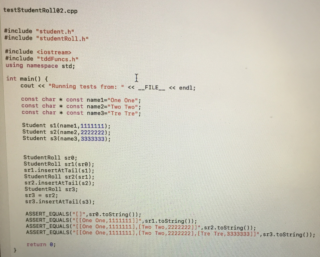 studentRoll.h #ifndef STUDENTROLL_H #define | Chegg.com