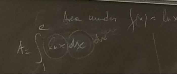 Solved Area under f(x) = ln x A=integral 1 e ln x dx | Chegg.com