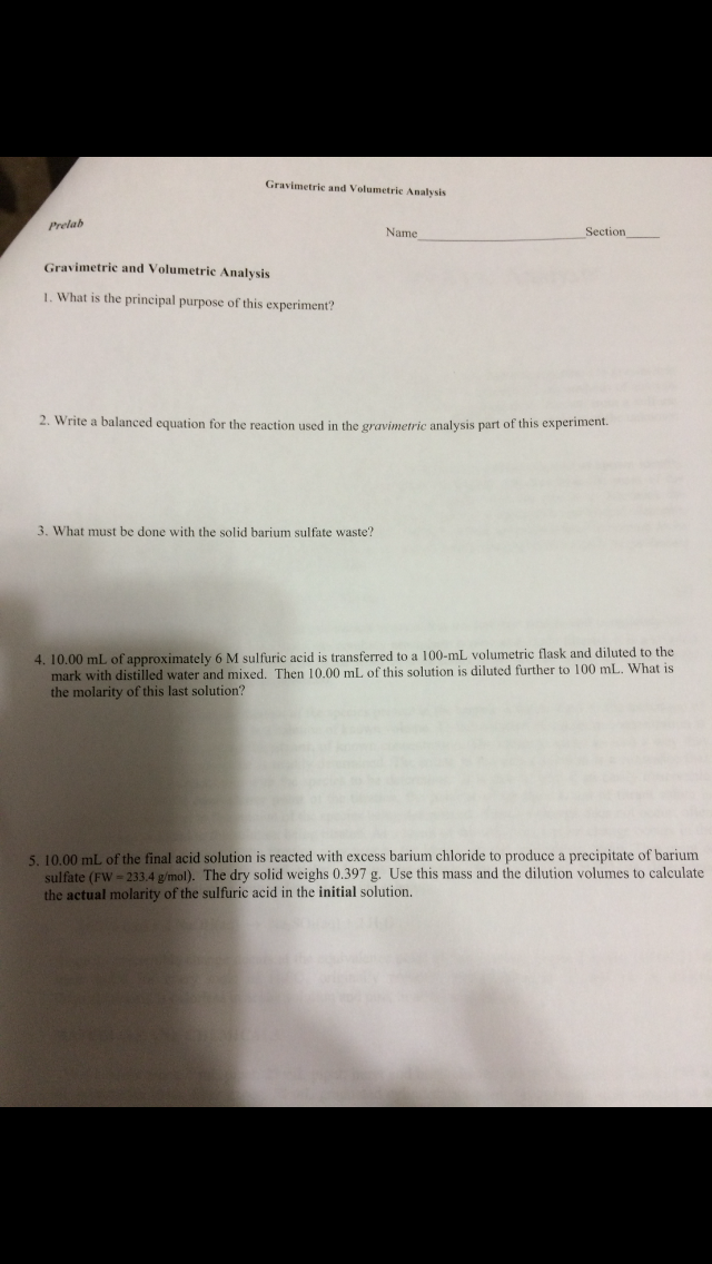 Gravimetric And Volumetric Analysis What Is The Chegg
