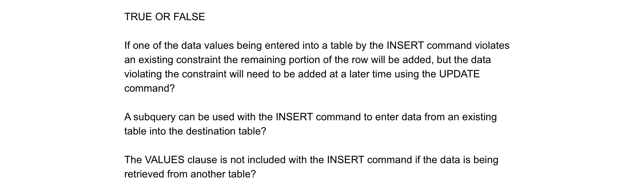 Solved If one of the data values being entered into a table | Chegg.com