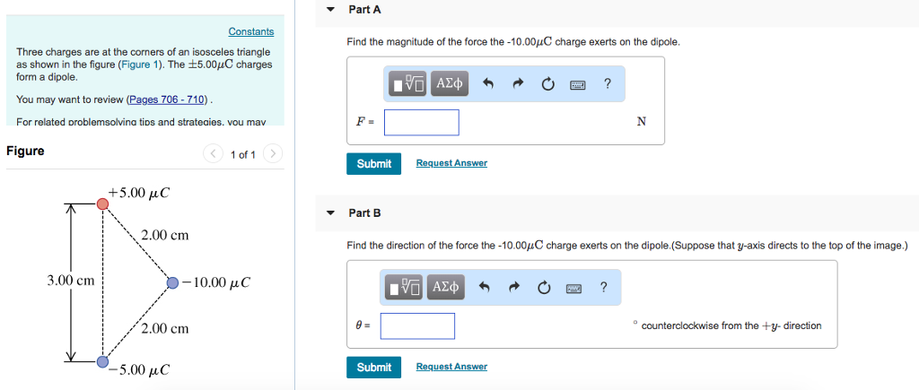 Solved Part A Find the magnitude of the force the -10.00uC | Chegg.com