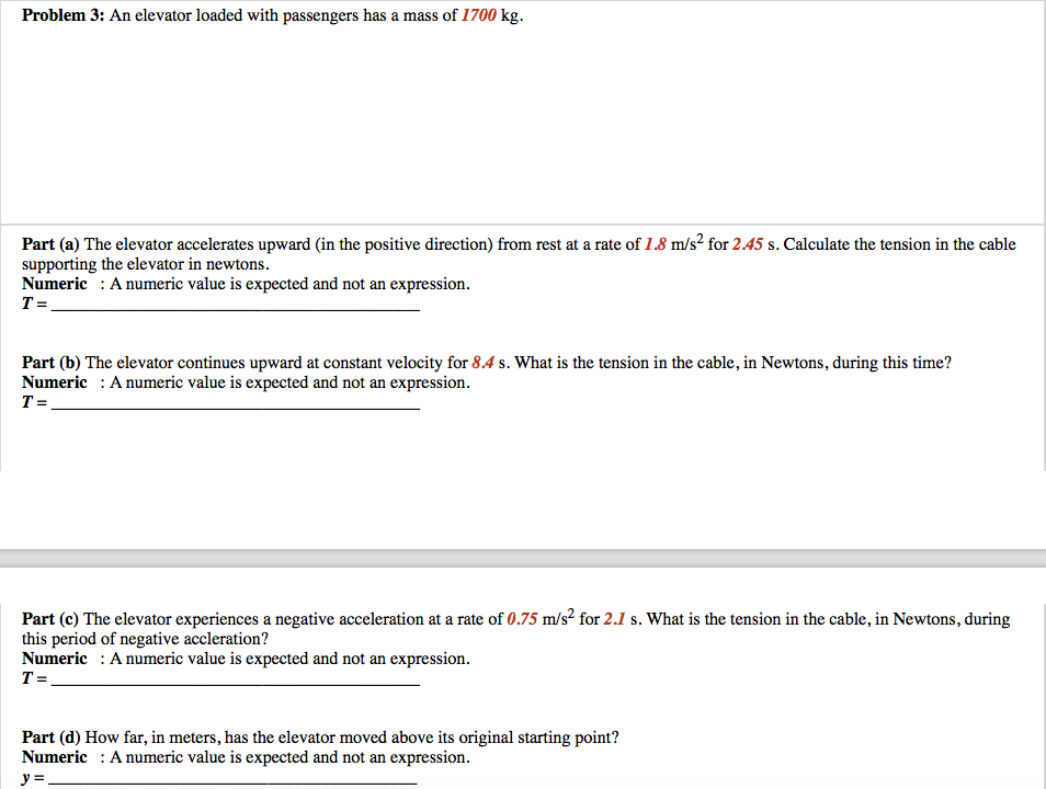 Solved Problem 3: An elevator loaded with passengers has a | Chegg.com