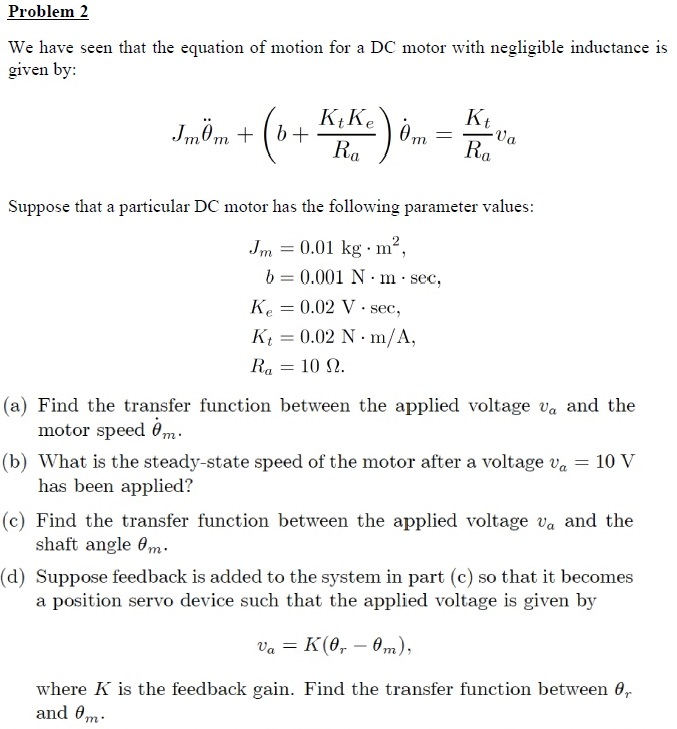 Solved We have seen that the equation of motion for a DC | Chegg.com