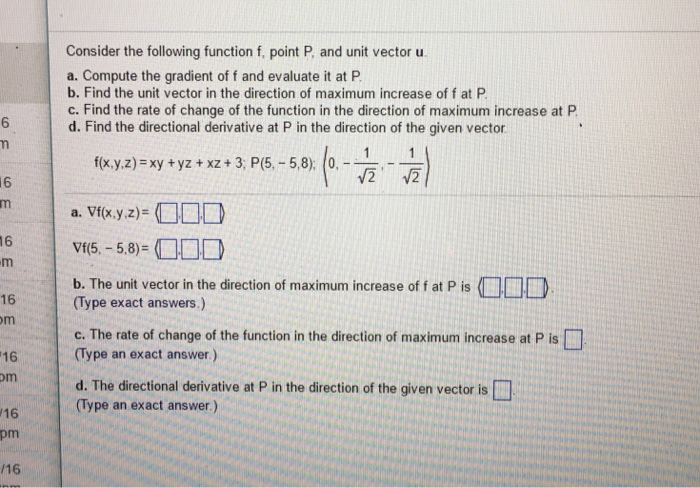 Solved Consider The Following Function F Point P And Unit