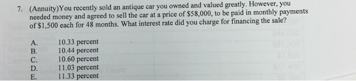 Solved You recently sold an antique car you owned and valued | Chegg.com