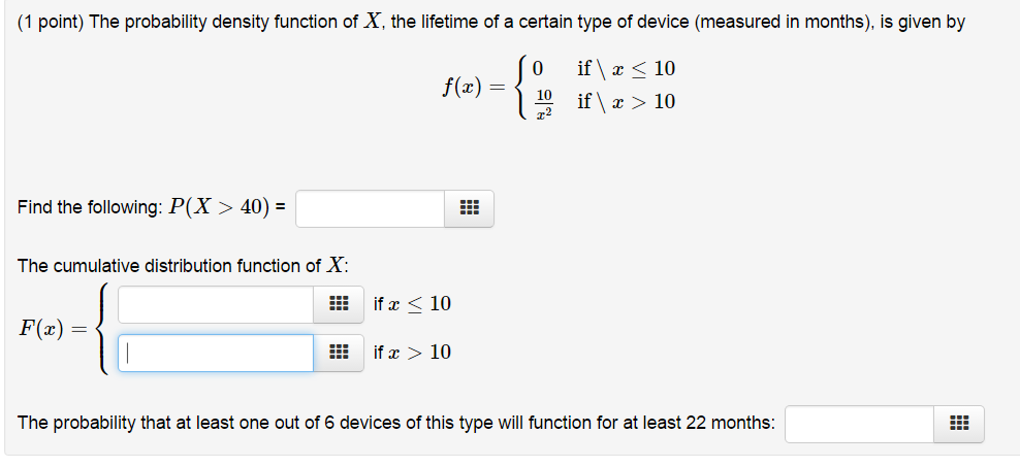 Solved The Probability Density Function Of X The Lifetime Chegg Com