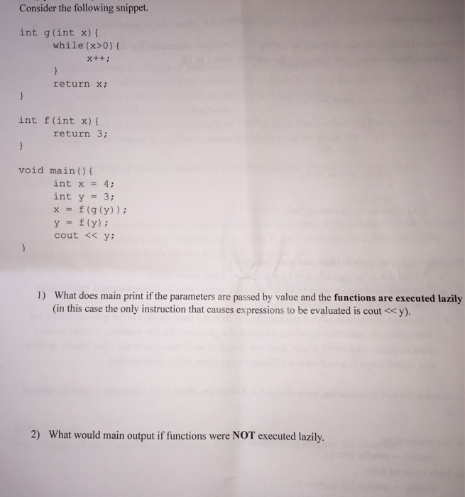 Solved Consider the following snippet. int g(int x){ | Chegg.com