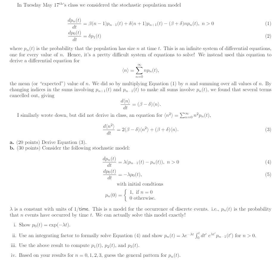 Solved In Tuesday May 17^th s class we considered the | Chegg.com