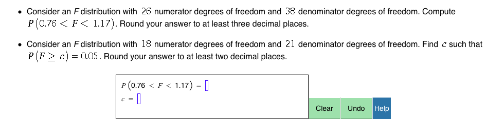Solved Consider an F distribution with 26 numerator degrees | Chegg.com