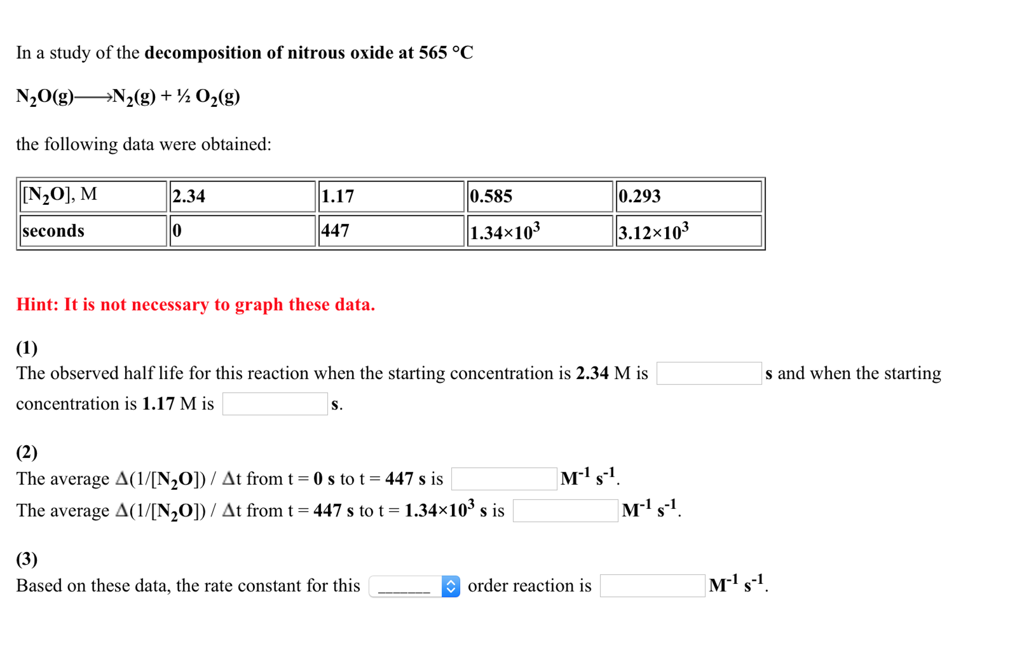 Solved In a study of the of nitrous oxide at