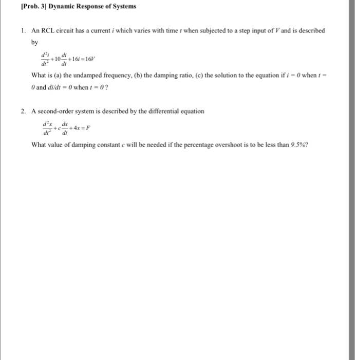 Solved An RCL circuit has a current i which varies with time | Chegg.com