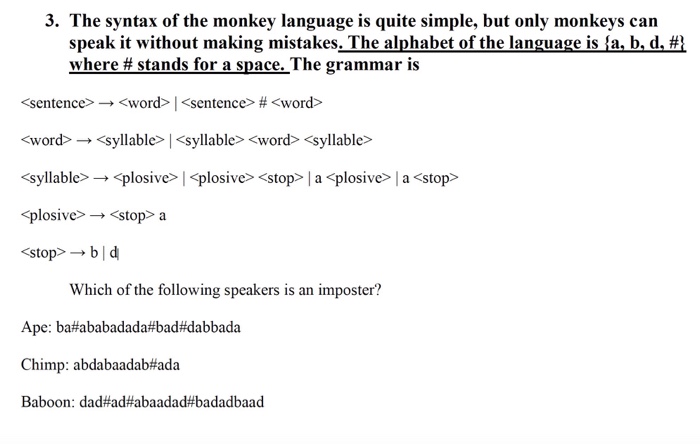 The syntax of the monkey language is quite simple, | Chegg.com