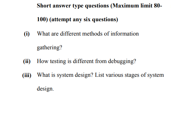 Solved Short Answer Type Questions Maximum Limit 80 100 Chegg