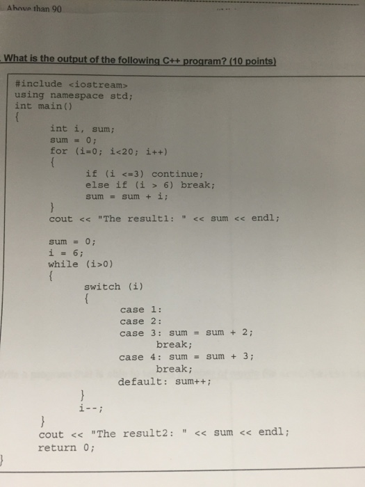 Solved What is the output of the following C++ program? | Chegg.com