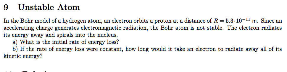 Solved In the Bohr model of a hydrogen atom, an electron | Chegg.com