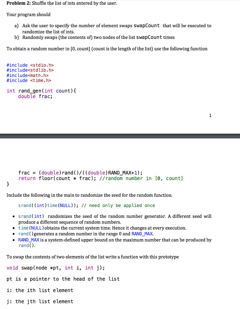 solved-problem-2-shuffle-the-list-of-ints-entered-by-the-chegg