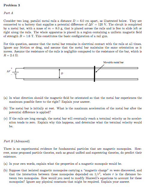 Solved Problem 3 Part A Consider two long, parallel metal | Chegg.com