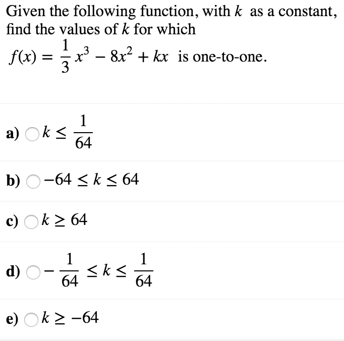 Solved Given the following function, with k as a constant, | Chegg.com
