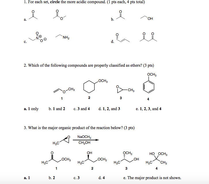 Solved 1. For each set, circle the more acidic compound. (1 | Chegg.com