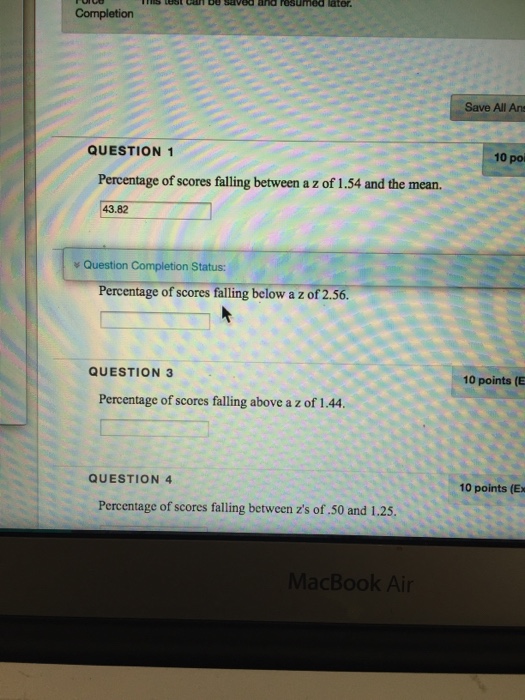 solved-percentage-of-scores-falling-between-a-z-of-1-54-and-chegg