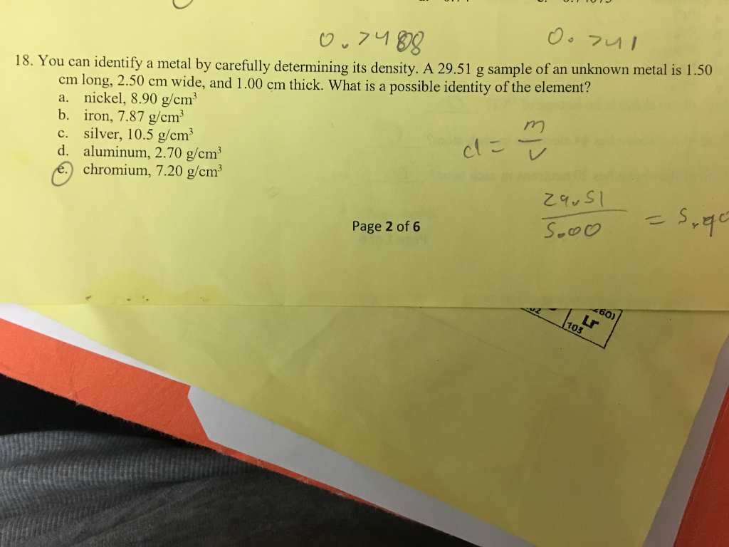 Solved 18 You Can Identify A Metal By Carefully Determining Chegg