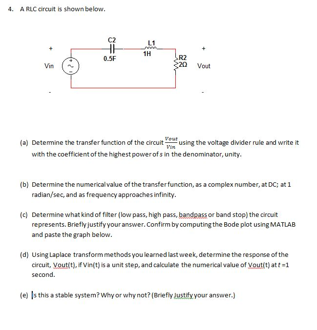 A circuit is shown below. Determine its transfer | Chegg.com