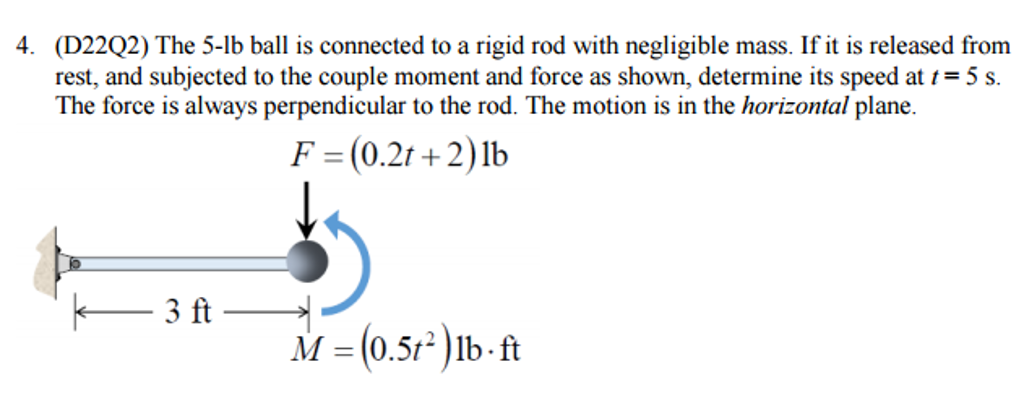 Solved The 5-lb ball is connected to a rigid rod with | Chegg.com