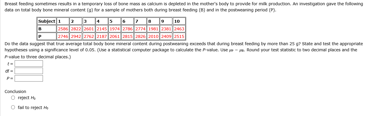 Solved Breast Feeding Sometimes Results In A Temporary Loss | Chegg.com