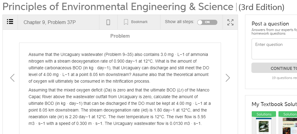 Solved Principles of Environmental Engineering& Science (3rd | Chegg.com