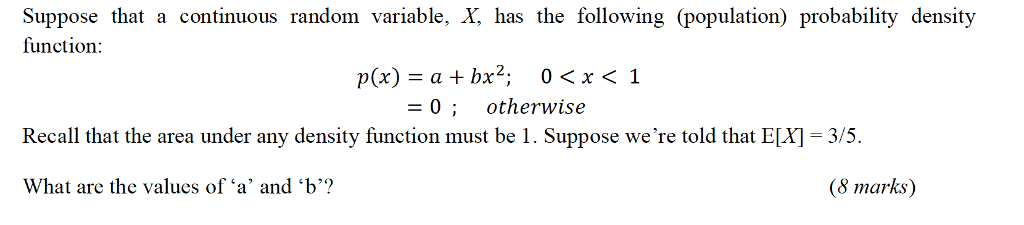 Solved Suppose that a continuous random variable, X, has the | Chegg.com