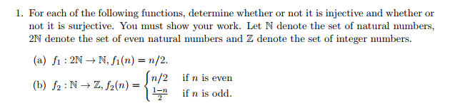 Solved 1. For each of the following functions, determine | Chegg.com