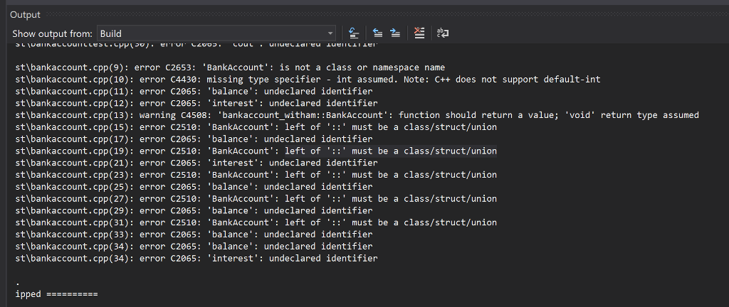 Solved I'm writing C++ code for a bank account, but I'm | Chegg.com