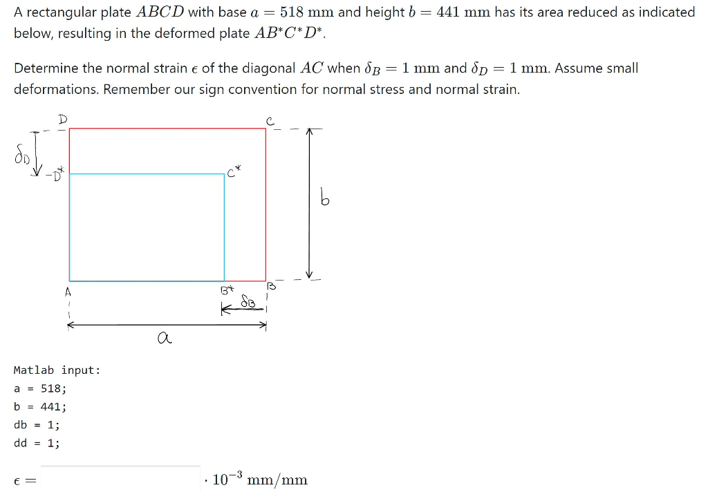 Solved A rectangular plate ABCD with base a = 518 mm and | Chegg.com