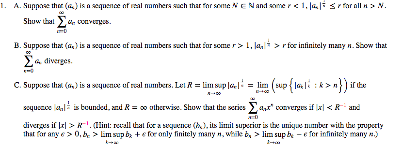 Solved 1. A. Suppose That (a.) Is A Sequence Of Real Numbers | Chegg.com