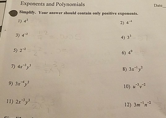 Solved Exponents and Polynomials Simplify. Your answer | Chegg.com
