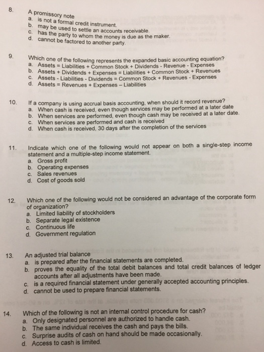 Solved A promissory note is not a formal credit instrument. | Chegg.com
