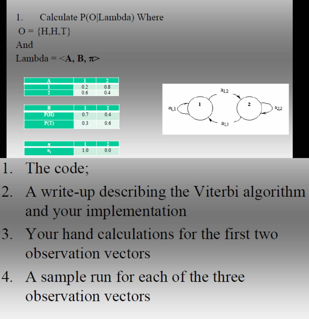Calculate P (O | Lambda) Where O = {H, H, T} And | Chegg.com