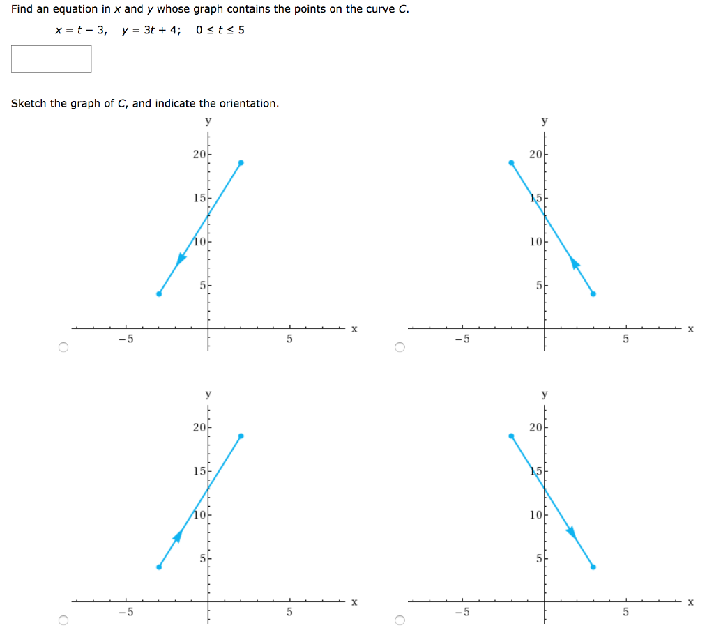 Solved Find an equation in x and y whose graph contains the | Chegg.com