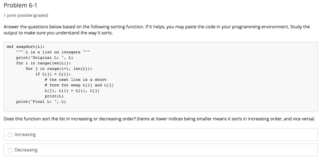 Solved Problem 6-1 point possible (graded Answer the | Chegg.com