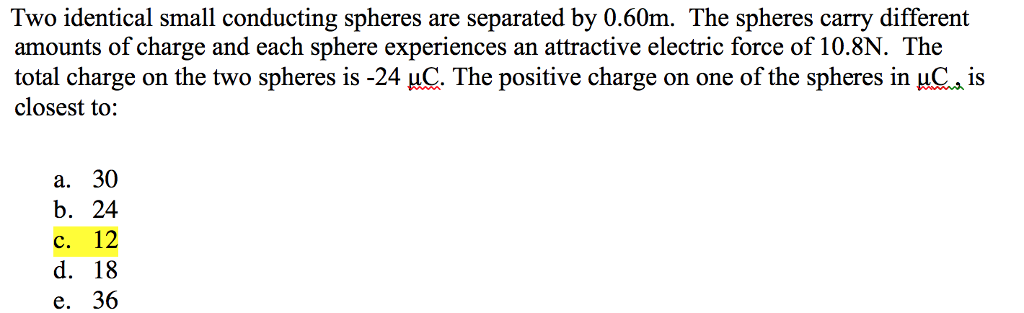 Solved Two Identical Small Conducting Spheres Are Separated | Chegg.com