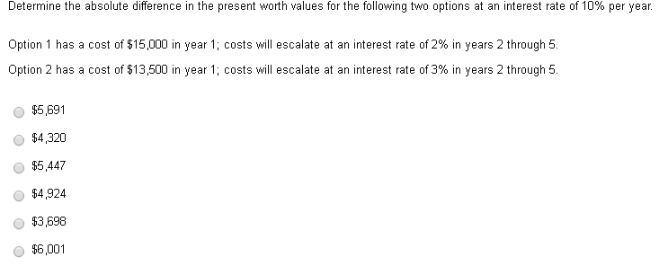 Solved Determine the absolute difference in the present | Chegg.com