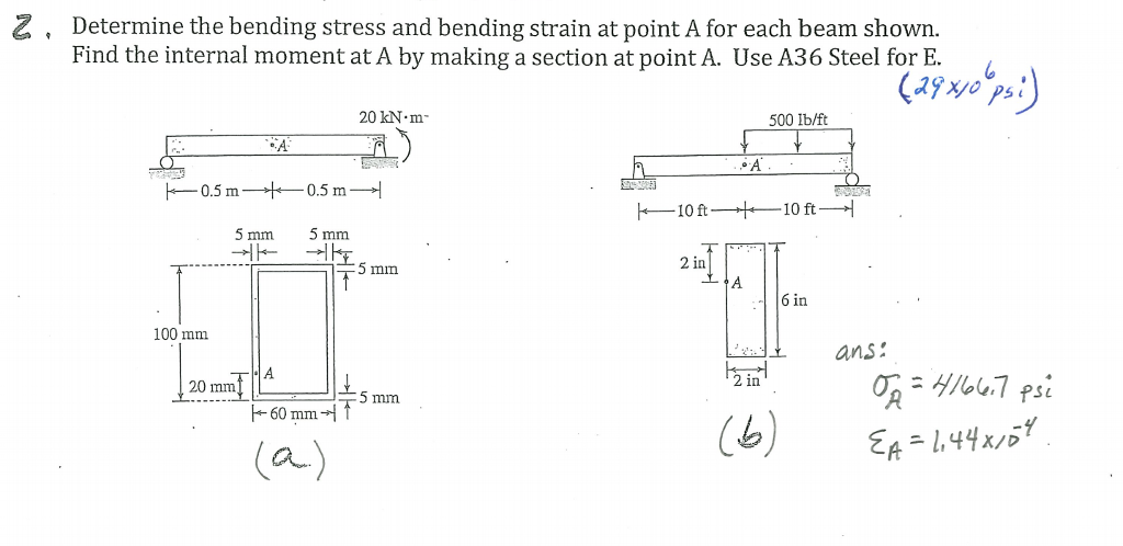 Solved Determine the bending stress and bending strain at | Chegg.com