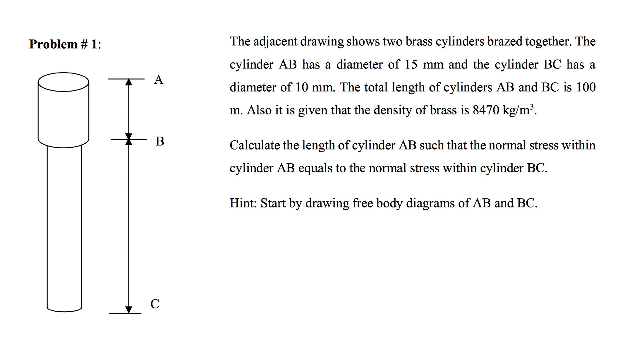 Solved The adjacent drawing shows two brass cylinders