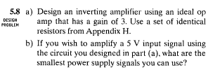 Solved Design an inverting amplifier using an ideal op amp | Chegg.com