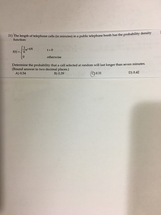 Solved The length of telephone calls (in minutes) in a